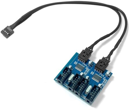 HSSDTECH Placa base USB 2.0 interno de 9 pines a cable de expansión de 4 puertos - PCB versión mejorada