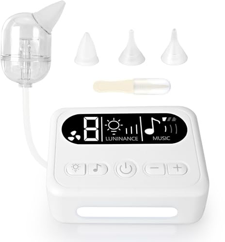 Aspiratore Nasale Elettrico HOSSOM per Neonati - 9 livelli di suzione regolabile con luce notturna e musica! Portatile per casa e viaggi