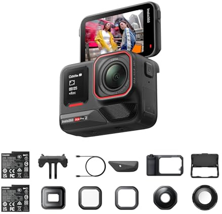 Insta360 Ace Pro 2 Pack vidéo Ultime – Caméra d’Action 8K co-conçue avec Leica, Grip Xplorer Professionnel pour Photo Urbaine, Objectif cinématographique, Macro, Grand-Angle