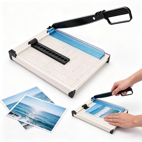 Taglierina per carta con Dispositivo di Protezione, Taglierina per carta a4, Capacità 15 fogli, Taglierina Manuale Professionale, taglierina a ghigliottina di precisione per carta, carte, foto