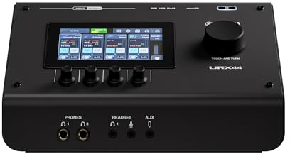 YAMAHA URX44 USB-C Audiointerface – Kompaktes 6-In/4-Out Interface mit 32-Bit/192 kHz Audio, Touch-LCD-Steuerung, integriertem DSP-Mixing, Auto Gain und Mehrspuraufnahmen – Schwarz