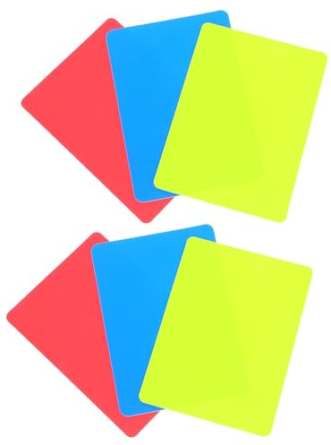 OSOLADY Tarjetas de Árbitro de Fútbol en PVC, Set de 6 Piezas Colores Rojo, Amarillo y Azul, Fácil Manejo y Clara Identificación de Penalizaciones para Juegos Deportivos