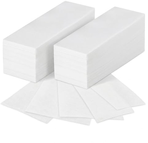 100 Pcs Professional Paper Wax Waxing,Fleece Strips for Warm Wax and Sugar Past,Skin friendly and Tear-Resistant Hair Removal Strips Made of Fleece for Any Type of Intimate Area etc(white,7 x 20cm）