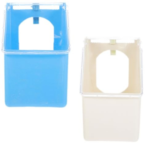 PLAFOPE Comederos Colgantes para Palomas 2 Piezas Azul y Blanco, Comedero de Plástico Multifunción Tapa, Cuencos de Alimentación para Jaulas, Suministros para Pájaros Domésticos