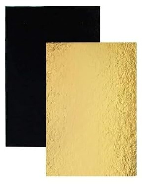 Set med 10 tårtställ - 40 x 30 cm (tjocklek 1,2 mm) - rektangulär tårta i styv kartong, en sida glänsande guld och en sida svart, bröllopstårta och bakverk