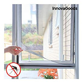 InnovaGoods - Moustiquaire Fenetre Adhesive et Découpable, Installation Simple Sans Outils, Polyester Léger et Maniable, Design Moderne et Pratique, Noir, Taille Unique, Polyester