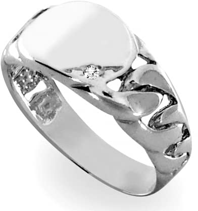 AngelGold Sterling silver 925 graverbar signettring sidoklipp mans ring slät kakel