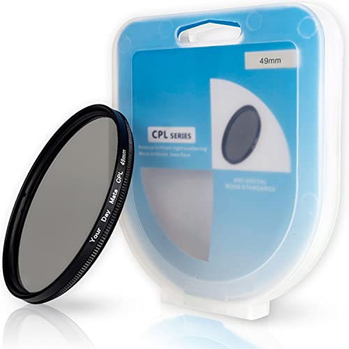 CPL Filtre polarisant, Ø 49 mm, Réflexion Lumineuse perturbatrice minimisée, Clarté Optique et fidélité des Couleurs optimisées, Polarisateur Circulaire Cadre Aluminium, Protection Objectif caméra