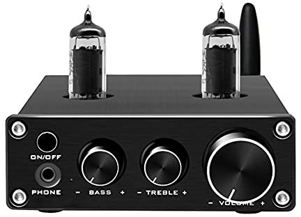 Preamplificatore Audio Amplificatore di Potenza, Preamplificatore Bile Bluetooth 5.0 Decodifica Lossless Preamplificatore Valvolare 6K4, Amplificatore per Cuffie Desktop Uscita RCA