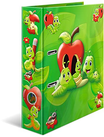 HERMA Lever Arch File Kindergarten Animals with Fritz The Worm Motif, A4, 70 mm Spine, with Inner Print, 1 Folder