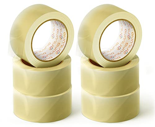 OFITURIA Lot de 6 rouleaux de ruban adhésif transparent pour emballage de cartons d'expédition et de déménagement 36 cm x 60 m