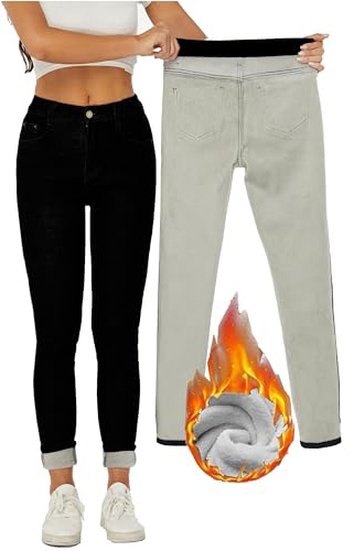heipeiwa Women's Winter Fleece Lined Sherpa Pants Thermal Skinny Pant Dressy Casual Warm Trousers Black