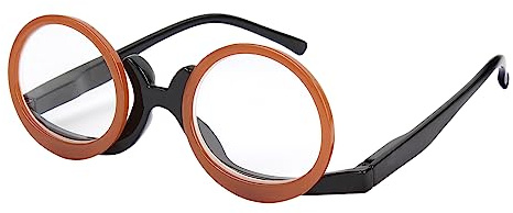 U Scinan Universal Presbyopic Glasses Folding Magnifying Reading Eyeglasses Flip-up Lens Make up Glasses +1.0~+4.0 (Orange, 2.00, x)