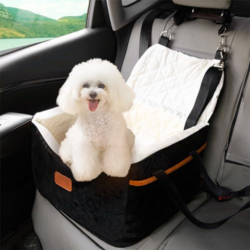 NITOYO Hundeautositz Erhöhte Tragbare Schwarz, Abnehmbar und Leicht zu Reinigen Hunde Autositz für Kleine Mittlere Hunde, Hundesitz mit Griff mit Taschen