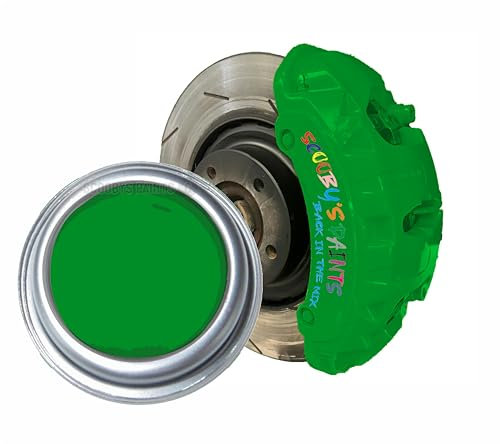 SCOOBYS PAINTS BACK IN THE MIX High Heat Resistant Gloss Brake Caliper Paint Wheel Engine Restore Metal (250Ml, Emerald Envy Green)