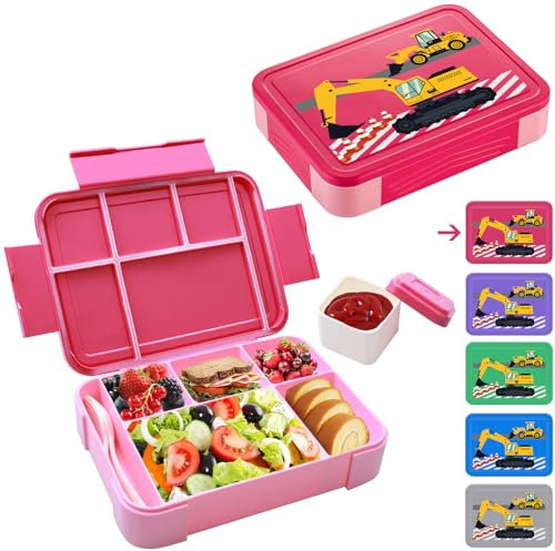 waziwe Boîte à sandwich pelleteuse, boîte à sandwich pour garçon, école, maternelle, boîte à déjeuner pour enfant avec compartiments, boîte à bento pour enfants, boîte à sandwich décontractée,