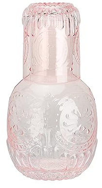 Mnaocz Bedside Water Carafe and Glass Set, Classic Nightstand Water Carafe with Glass Cup, Vintage Glass Water Pitcher with Cup Set for Bedroom Nightstand(#2)