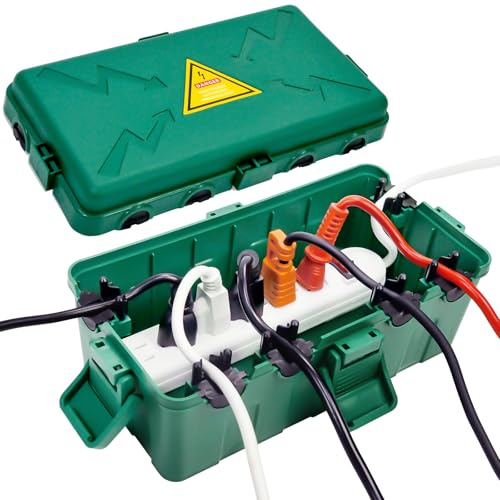 Außenbereich Elektrobox,IP54 Wasserdichte Outdoor Outlet Covers, Wetterfeste Verlängerungskabel Abdeckungen Schützen Steckdose, Steckdose, Timer,Plug,Holiday Light(27x14.5x12.5 cm)-Grün