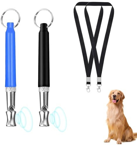 PVFZXS 2PCS Hundepfeife, High-Frequency Quiet Adjustable Barking with Lanyard Hundepfeife Lautlos, Hundepfeife Hochfrequenz Lautlos Made of Stainless Steel, High Frequency, Silent, Dog Owner