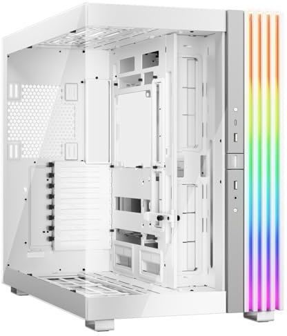 be quiet! Light Base 900 DX White PC Case, Stunning Panoramic View, Show Case, Dual Chamber Design, Solid ARGB LED Strip, Inverted and Horizontal Usable, E-ATX Motherboard Compatible