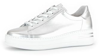 Gabor Damen Low-Top Sneaker, Frauen Halbschuhe,Moderate Mehrweite (G),Turnschuhe,Laufschuhe,schnürschuhe,schnürer,Silber,40 EU / 6.5 UK