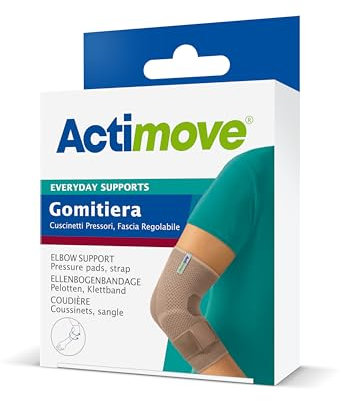 Actimove Everyday Supports Gomitiera con Cuscinetti Pressori e Fascia Regolabile - Compressione sostenuta, pressione regolabile per un'azione antidolorifica mirata – Beige, S