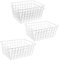 JIEHIN 4 cestas de alambre de metal blanco, 28 x 22 x 12 cm, cestas de almacenamiento apilables para baño, oficina, cocina, armario, estantería