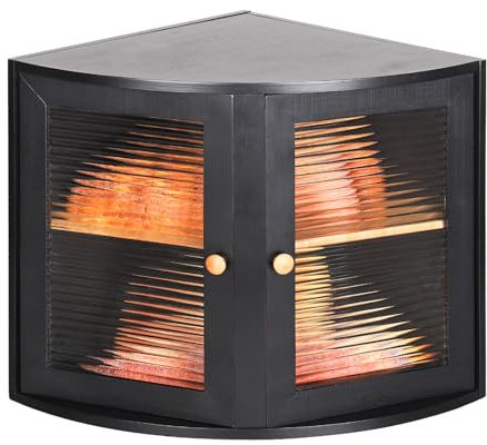 Leader Accessories Corner Bread Bin Bamboo Two-Layer Bread Box for Kitchen Corner fit translucent window 12.6x12.6x13.4 Black