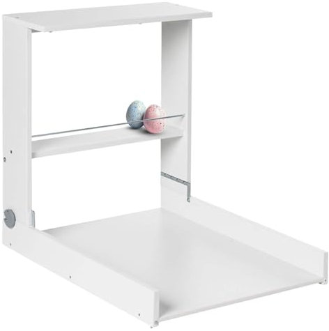 Geuther Wand Wickelregal Wicki I Wickeltisch klappbar inkl. Wickelauflage I Platzsparende Wickelkommode klappbar für Babyzimmer I Wandwickeltisch mit Regalfach I Wickelunterlage abwaschbar | Weiß