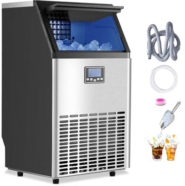 VEVOR Máquina para Fabricar Hielo Independiente 45 kg/24 h con Capacidad de Almacenamiento de 15 kg Pantalla Digital LED 45 Cubitos de Hielo en 15 Minutos Autolimpiante para Bar, Restaurante