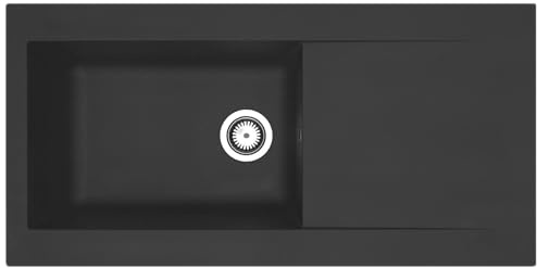 Respekta évier en matériau minéral Denver en noir/modèle encastrable 1 bac 100 x 50 cm/convient aux meubles sous-évier à partir de 60 cm de large / DENVER100X501BS