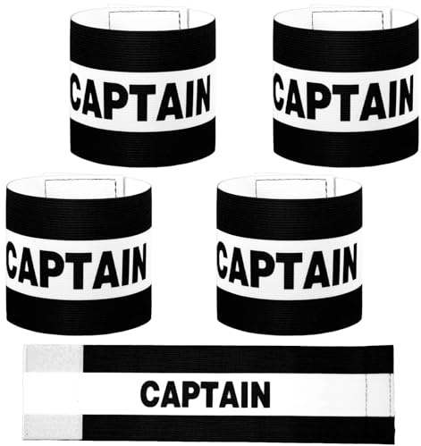 Mabor 4Pcs Captain Arm Bands for Soccer, Black Adjustable Soccer Captain Armband, Arm Bands Football for Adults Youth Rugby Basketball Volleyball Teams