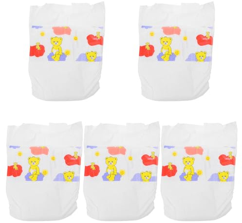 KOMBIUDA Pannolini per Bambole Riutilizzabili 30 Cm Set da 5 Pezzi in Carta Accessori per Bambole Pannolini Giocattolo per Gioco