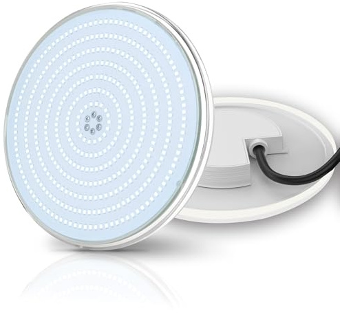 OSREE 35W LED Piscina PAR56 Ultrapiatto, Lampada Piscina 3500lm Non Dimmerabile, Luce Piscina Impermeabile IP68 Riempito di Resina per Piscinas Interrate e Cemento, 12V AC/DC, Bianca Fredda
