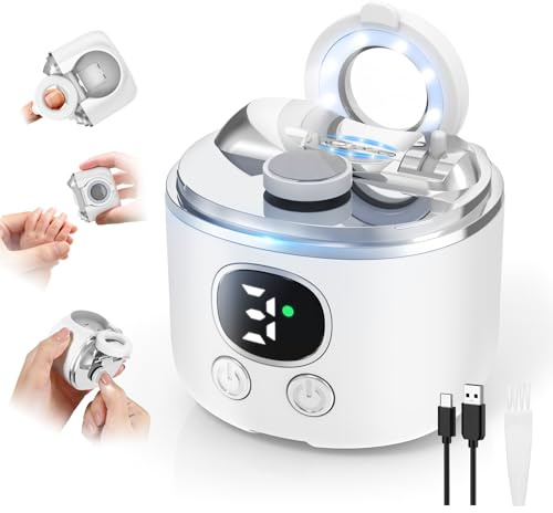 COPPA RT-01 Cortaúñas Eléctrico, Cortaúñas Automático 3 en 1 con Cabezal Doble y Lupa, 3 Velocidades y Luz LED, Cortaúñas Inteligente Carga USB Seguro y Silencioso para Niños, Adultos, Ancianos