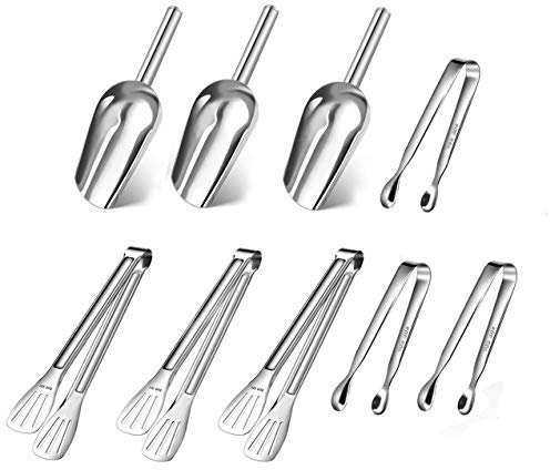 ZesNice 3 Pieza Pinzas de azúcar y 3 Pieza Alicates para Hielo, 3 Pieza de Acero INOX Pala Helado