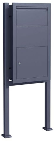 Wiltec Kit Boîte à Colis verrouillable Gris Anthracite et Pied, 470 x 220 x 870 mm, Boîte aux Lettres, pour Colis Max. 350 x 300 x 110 mm, Usage Domestique courrier
