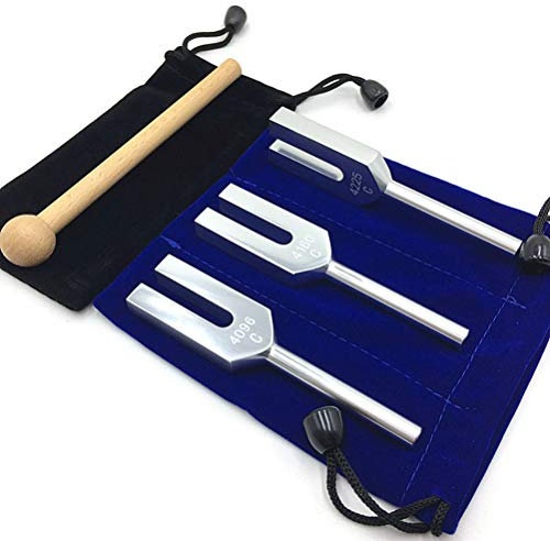 HWGING Hochfrequenz-Stimmgabel 3 Stück Engel Stimmgabel Set 4096 Hz Wunderbarer Klang Heilung Musikinstrument Silber