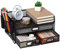 Vikmyer 3-Trays Desktop Organizer mit Schublade, Mesh Büro Schreibtisch liefert Organizer Dokumenten Buchstaben Tray Halter für Büro Home (2 Stifthalter)
