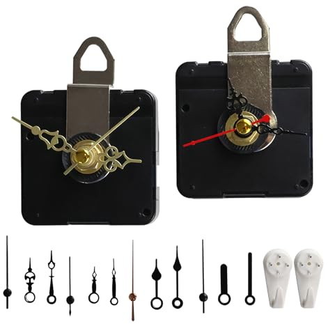 ZCYKJ 2 Pack Non Ticking Wall Miniature Clock Movements Mechanism with 5 Pairs of Short Hand Motor Kit Battery Operated DIY Repair Parts Replacement, 5/32 In Max Dial Thick, 1/2 In Shaft Length