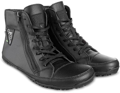 Magical Shoes Barefoot Lined Lace-Up Winter Boots for Men and Women - Minimalist Half Boots, Leather Shoes, Alaskan X Black Vegan