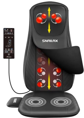 Snailax Upgraded Shiatsu Neck & Back Massagers for Pain, Deep Kneading Massage Chair with Heat, Full Body Massage Seat Cushion with Adjustable Intensity for Home Office Use