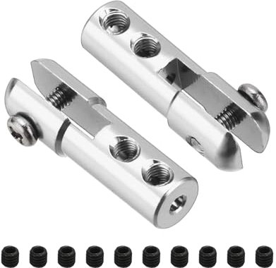 sourcing map 2Pcs Metal Clevis M2 Thread Aluminum Alloy Clevis Servo Horn Tie Rod Chuck Connector with Screws for RC Airplane Car Helicopter Model Replacements,Silver