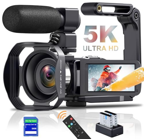 5K Camcorder Video Camera 64MP 18X Digital Zoom Camcorder WiFi IR Night Vision Vlogging Camera for YouTube 3.0'' Touch Screen Camera Recorder with SD Card, Microphone, 2 Batteries and Remote Control