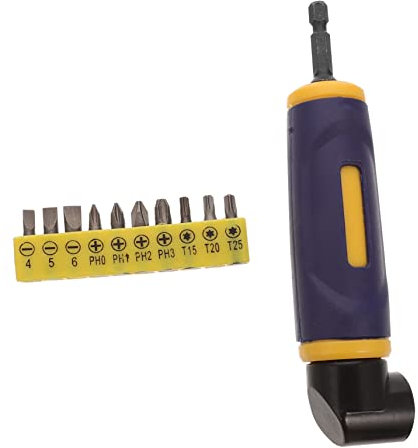 Hoement 1juego Adaptador De Taladro De Ángulo Recto Accesorio Eléctrico Inalámbrico De Grados Herramienta Para Taladros y Llaves De Enchufe Incluye Puntas De Destornillador Soporte