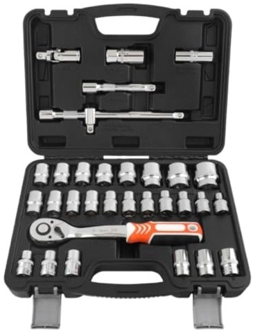 Caja Herramientas Juego De Llaves De Tubo De 32 Piezas, Kit De Herramientas De Mano Para Reparación Del Hogar Con Caja De Herramientas De Plástico Caja De Herramientas Completa
