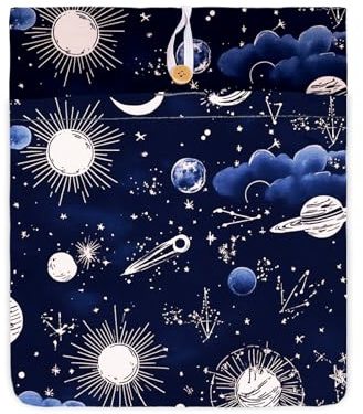 NICENEEDED Housse de Protection pour Livre Nuit Étoilée Couverture de Livre avec Bouton Protège Livre pour Les Amoureux des Livres Pochette de Livre Étanche avec Poche Avant