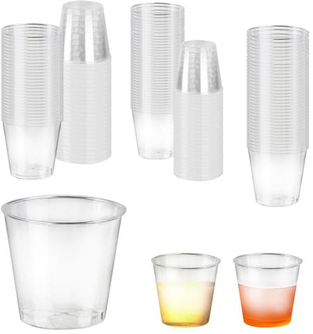 200 Pcs 30 ML Vasos de Chupito Plastico Reutilizables, Vasos Chupitos, Vaso de Vino de Plástico Transparentes, Vasitos Aperitivos Plastico, Vasitos para Aperitivos Fiesta Bodas Cumpleaños Picnic