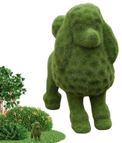 Statue De Chien encombré | Figure Extérieure De Caniche Coincé Par La Résine Synthétique | Figure De Chien - Sculpture Verte, Figure De Collection, Décoration De Table Pour Terrasse, Jardin, Decora