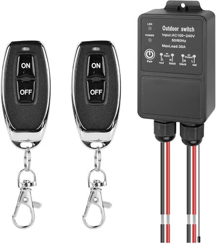 Interrupteur à distance, AC/220/240 V 30 A, interrupteur sans fil, relais sans fil avec 2 émetteurs de commande radio, module relais radio, émetteur pour porte de garage, porte roulante, pompes